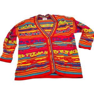 United Colors Of Benetton Womens Multicolor 100% Cotton Cardigan Sweater Size 1X